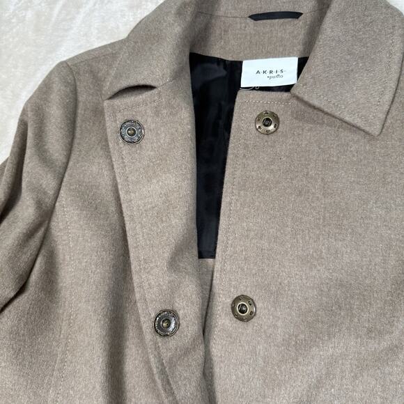 Akris Punto Tan Wool Angora Collared Short Trench Jacket Size US 8 FR 40 - Picture 3 of 9